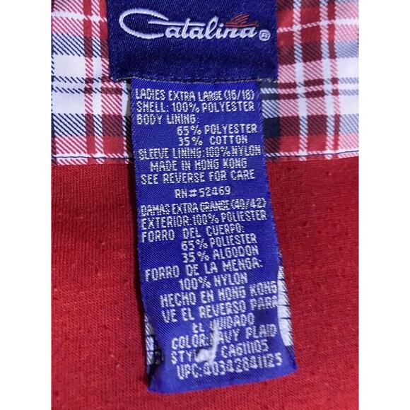 Catalina Windbreaker Jacket Women's Extra Large Red Plaid Lined - Picture 8 of 9